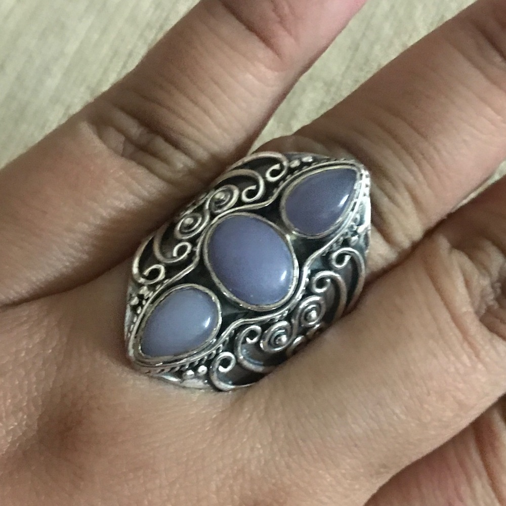 NEW boho pink crystal sterling silver 925 ring